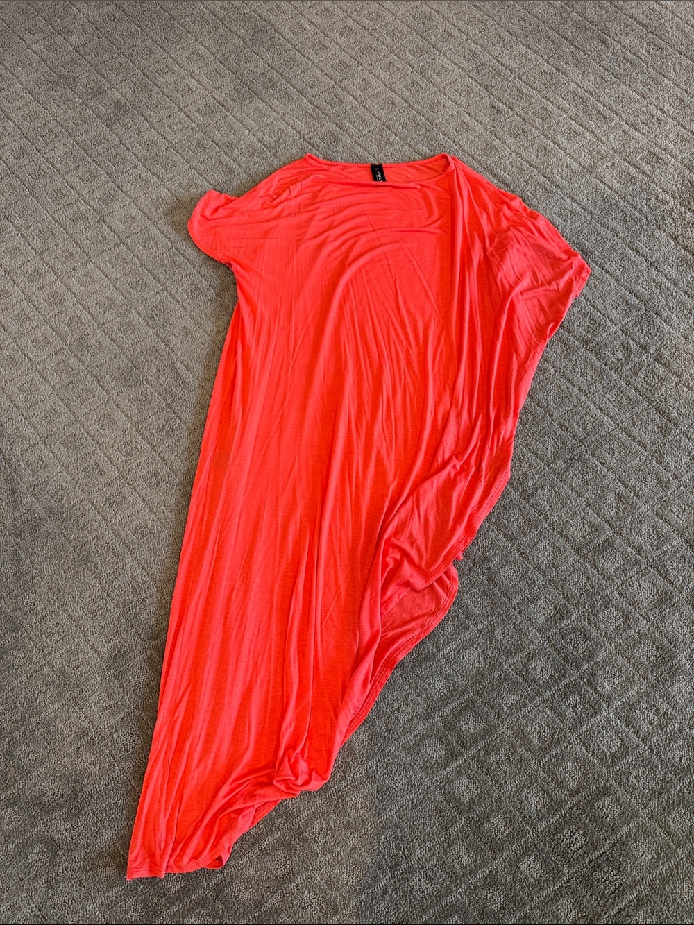 One-Shoulder Asymmetrical Maxi Dress in Bright Coral